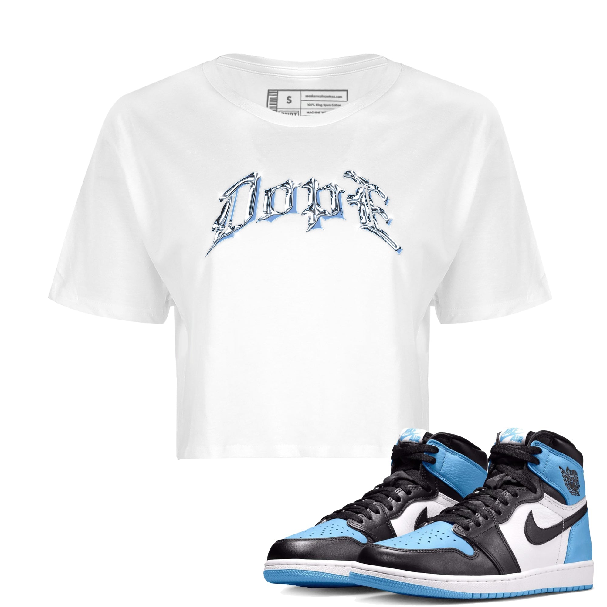 Air Jordan 1 Retro High OG UNC Toe Shirt to match Jordans Dope Sneaker Tees 1s UNC Toe SNRT Sneaker Release Tees Crop T-Shirts White 1