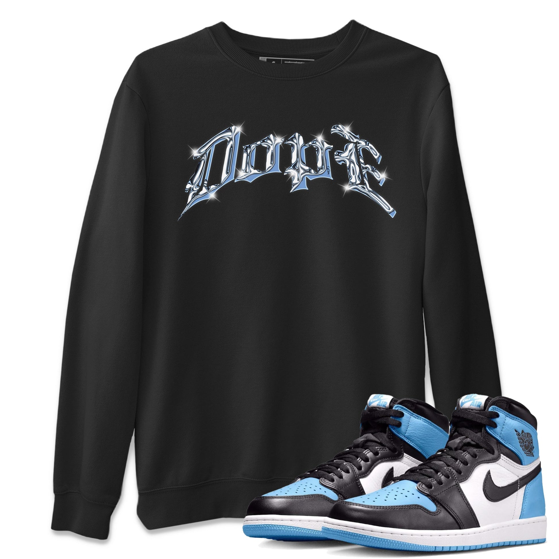 Air Jordan 1 Retro High OG UNC Toe Shirt to match Jordans Dope Sneaker Tees 1s UNC Toe SNRT Sneaker Release Tees Crew Neck T-Shirts Black 1