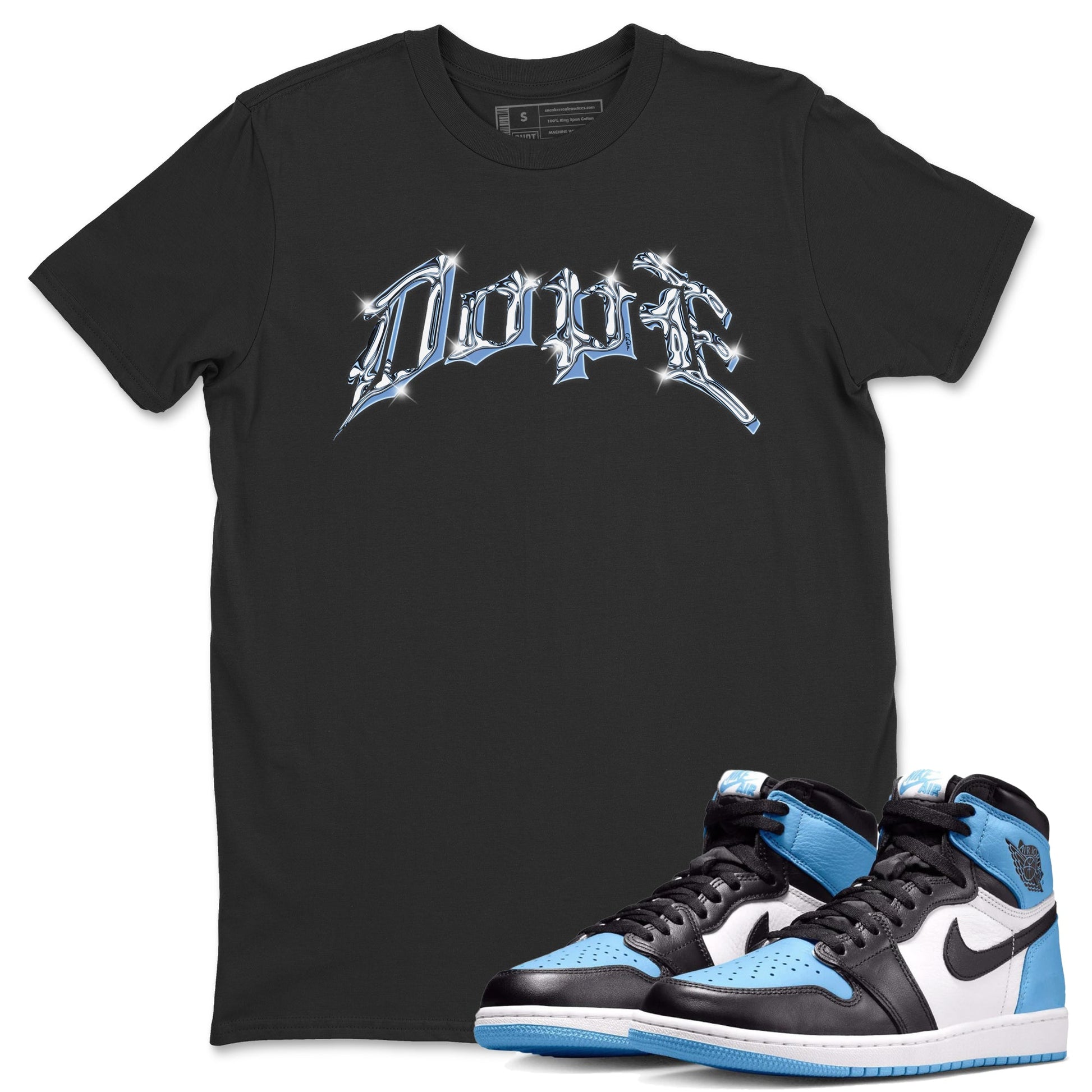 Air Jordan 1 Retro High OG UNC Toe Shirt to match Jordans Dope Sneaker Tees 1s UNC Toe SNRT Sneaker Release Tees Crew Neck T-Shirts Black 1