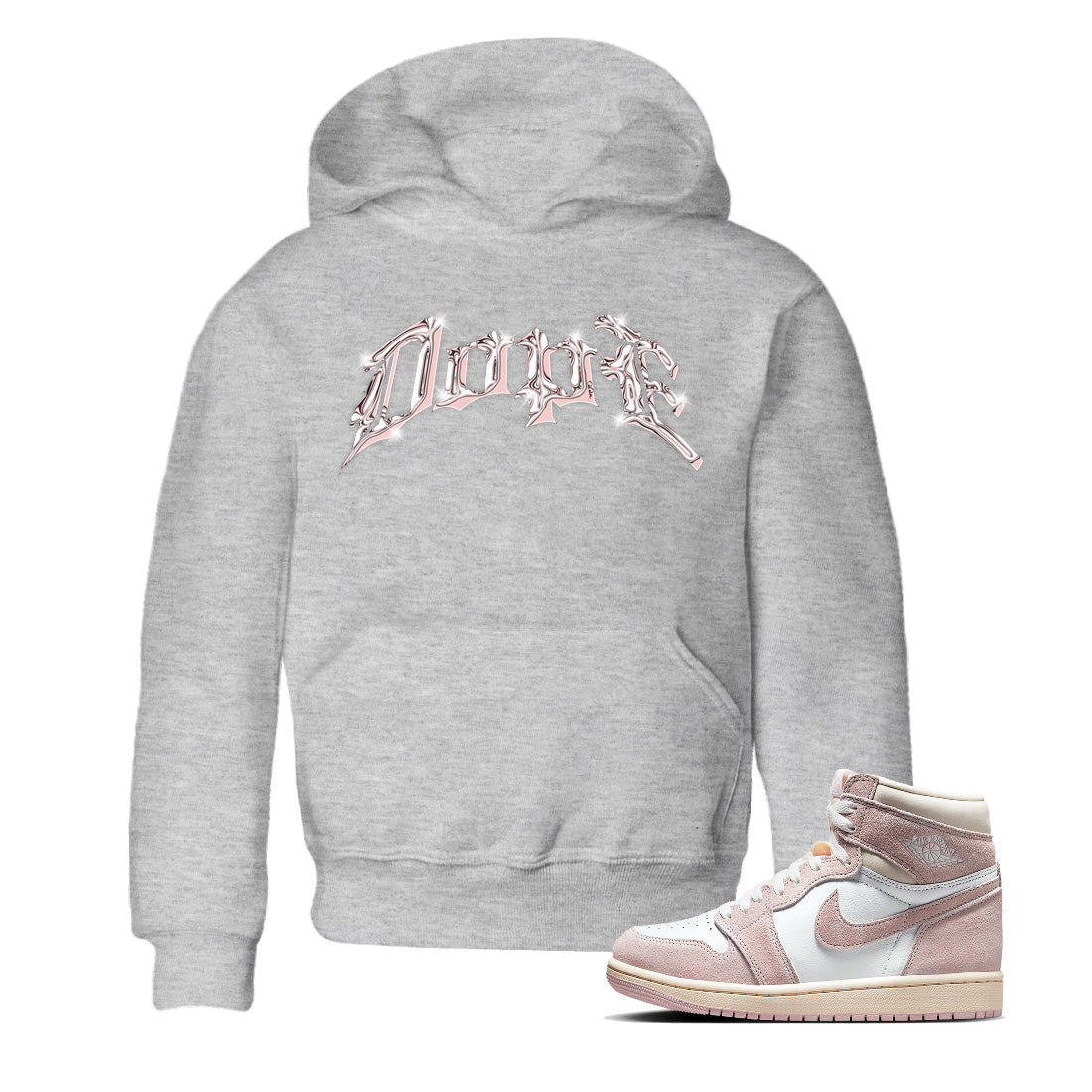 AJ1 Retro High OG Washed Pink Sneaker Match Tees Dope Sneaker Tees AJ1 Retro High OG Washed Pink Sneaker Release Tees Kids Shirts Heather Grey 1