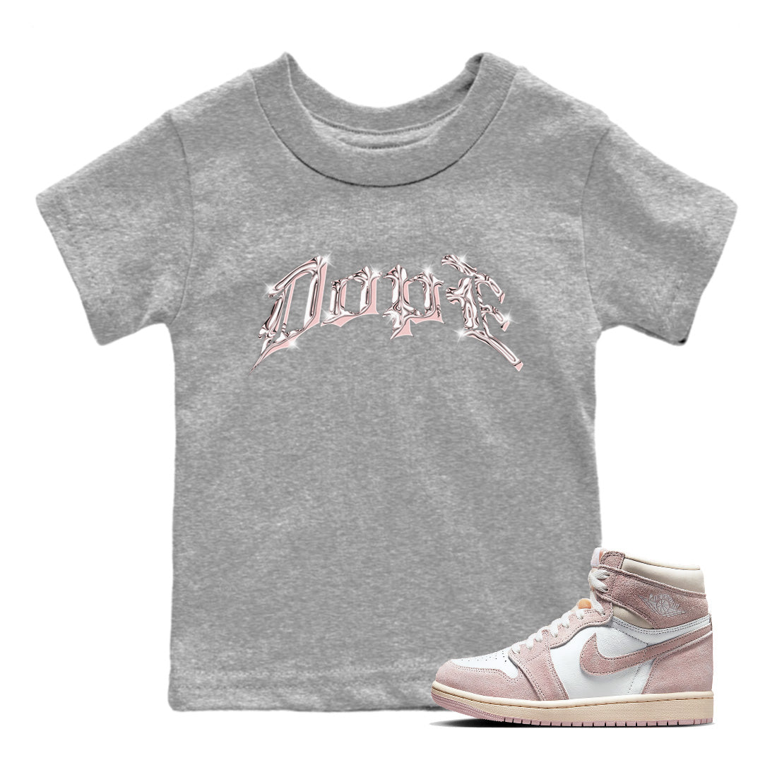 AJ1 Retro High OG Washed Pink Sneaker Match Tees Dope Sneaker Tees AJ1 Retro High OG Washed Pink Sneaker Release Tees Kids Shirts Heather Grey 1