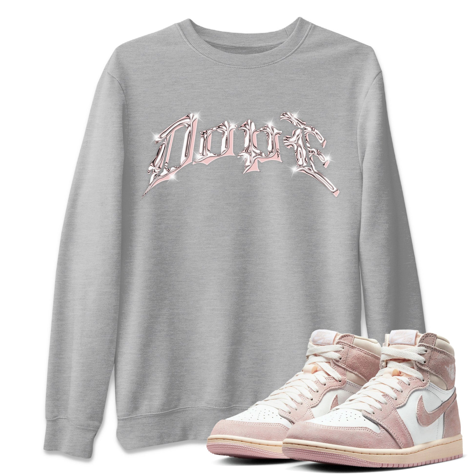 AJ1 Retro High OG Washed Pink Sneaker Match Tees Dope Sneaker Tees AJ1 Retro High OG Washed Pink Sneaker Release Tees Unisex Shirts Heather Grey 1