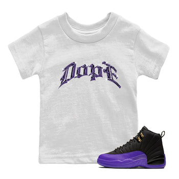 Air Jordan 12 Field Purple Sneaker Match Tees Dope Sneaker Tees AJJordan 12 Lakers Sneaker Release Tees Kids Shirts White 1