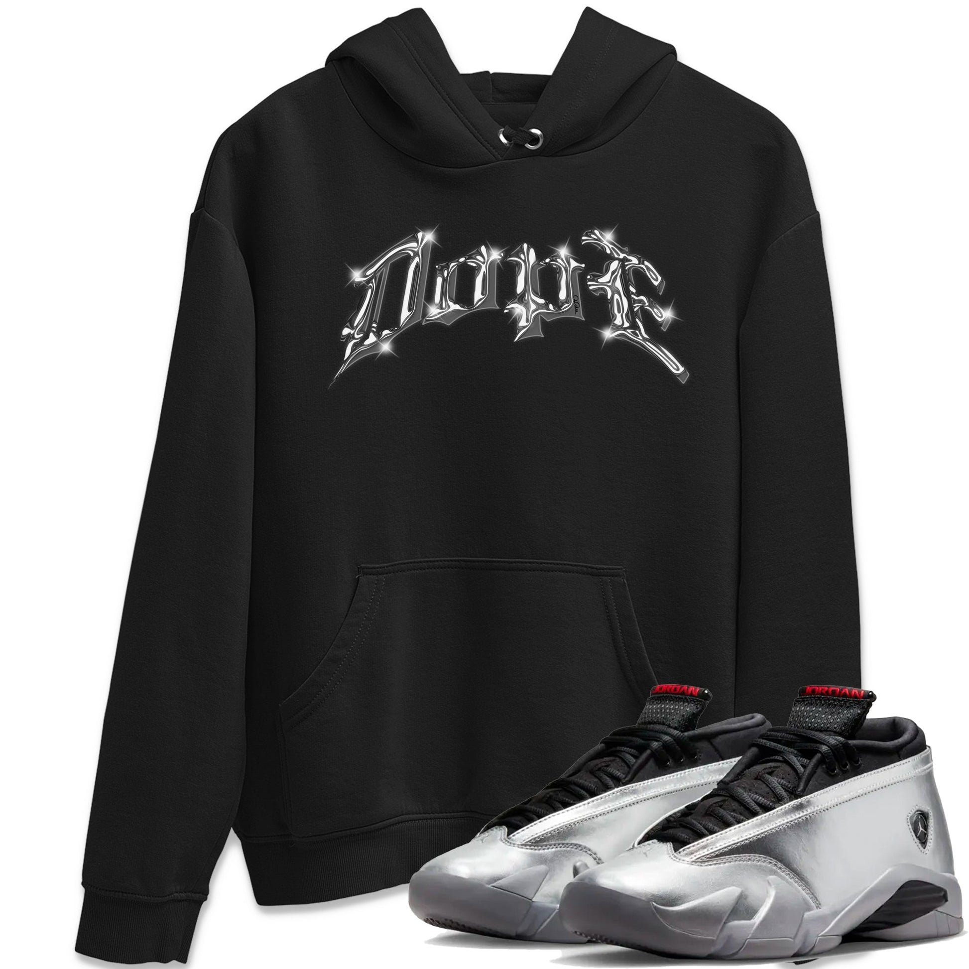 Air Jordan 14 Metallic Silver Sneaker Match Tees Dope Sneaker Tees AJ14 Metallic Silver Sneaker Release Tees Unisex Shirts Black 1
