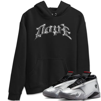 Air Jordan 14 Metallic Silver Sneaker Match Tees Dope Sneaker Tees AJ14 Metallic Silver Sneaker Release Tees Unisex Shirts Black 1