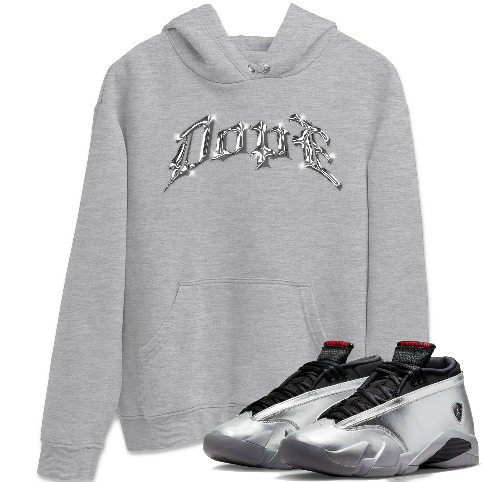 Air Jordan 14 Metallic Silver Sneaker Match Tees Dope Sneaker Tees AJ14 Metallic Silver Sneaker Release Tees Unisex Shirts Heather Grey 1