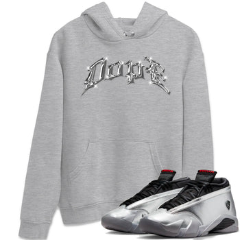 Air Jordan 14 Metallic Silver Sneaker Match Tees Dope Sneaker Tees AJ14 Metallic Silver Sneaker Release Tees Unisex Shirts Heather Grey 1