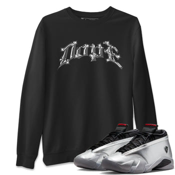 Air Jordan 14 Metallic Silver Sneaker Match Tees Dope Sneaker Tees AJ14 Metallic Silver Sneaker Release Tees Unisex Shirts Black 1