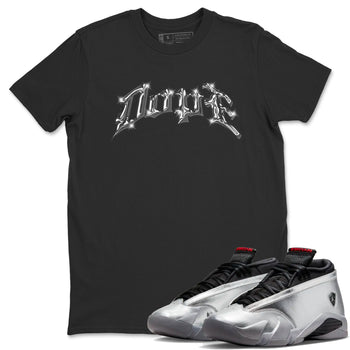 Air Jordan 14 Metallic Silver Sneaker Match Tees Dope Sneaker Tees AJ14 Metallic Silver Sneaker Release Tees Unisex Shirts Black 1