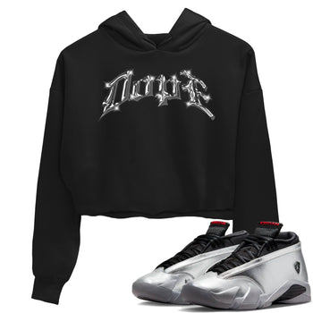 Air Jordan 14 Metallic Silver Sneaker Match Tees Dope Sneaker Tees AJ14 Metallic Silver Sneaker Release Tees Women's Shirts Black 1