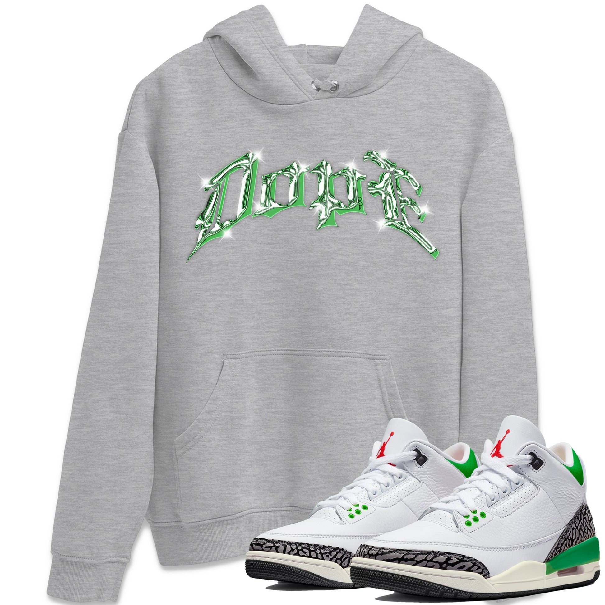 Air Jordan 3 Lucky Green Sneaker Match Tees Dope Sneaker Tees AJ3 Lucky Green Sneaker Release Tees Unisex Shirts Heather Grey 1
