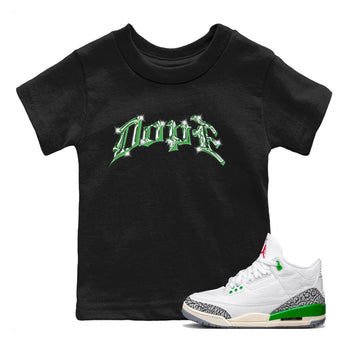 Air Jordan 3 Lucky Green Sneaker Match Tees Dope Sneaker Tees AJ3 Lucky Green Sneaker Release Tees Kids Shirts Black 1