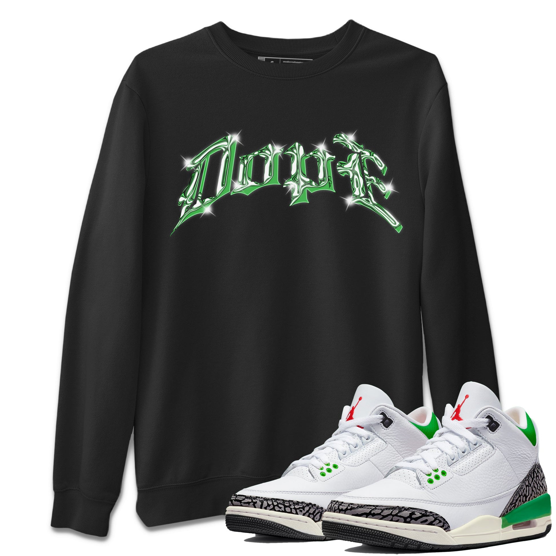 Air Jordan 3 Lucky Green Sneaker Match Tees Dope Sneaker Tees AJ3 Lucky Green Sneaker Release Tees Unisex Shirts Black 1