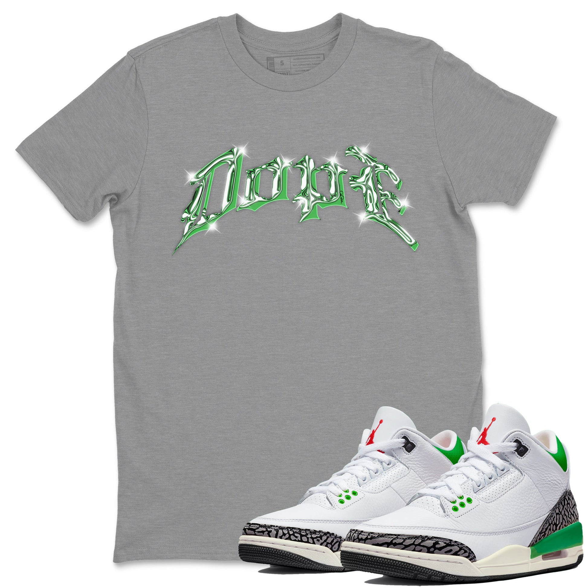 Air Jordan 3 Lucky Green Sneaker Match Tees Dope Sneaker Tees AJ3 Lucky Green Sneaker Release Tees Unisex Shirts Heather Grey 1