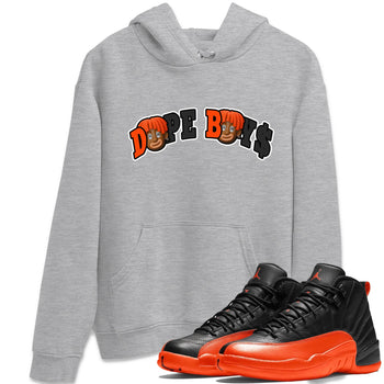 Air Jordan 12 Brilliant Orange Sneaker Match Tees Dope Boys Sneaker Tees AJ12 Brilliant Orange Sneaker Release Tees Unisex Shirts Heather Grey 1
