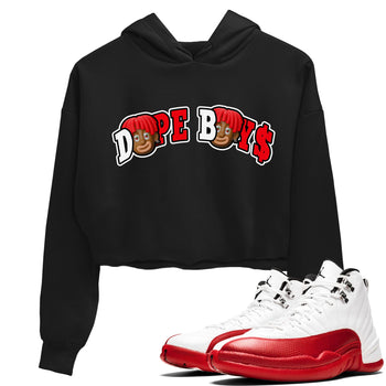Air Jordan 12 Cherry Sneaker Match Tees Dope Boys Sneaker Tees AJ12 Cherry Sneaker Release Tees Women's Shirts Black 1