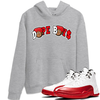 Air Jordan 12 Cherry Sneaker Match Tees Dope Boys Sneaker Tees AJ12 Cherry Sneaker Release Tees Unisex Shirts Heather Grey 1