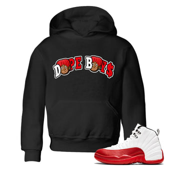 Air Jordan 12 Cherry Sneaker Match Tees Dope Boys Sneaker Tees AJ12 Cherry Sneaker Release Tees Kids Shirts Black 1