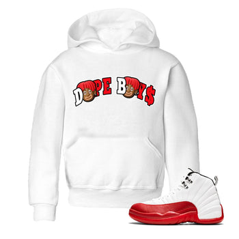 Air Jordan 12 Cherry Sneaker Match Tees Dope Boys Sneaker Tees AJ12 Cherry Sneaker Release Tees Kids Shirts White 1