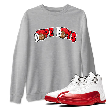 Air Jordan 12 Cherry Sneaker Match Tees Dope Boys Sneaker Tees AJ12 Cherry Sneaker Release Tees Unisex Shirts Heather Grey 1