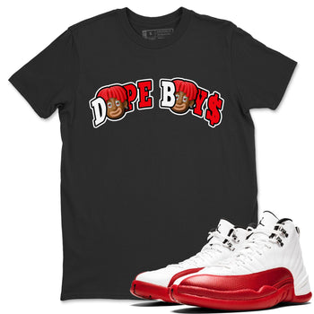 Air Jordan 12 Cherry Sneaker Match Tees Dope Boys Sneaker Tees AJ12 Cherry Sneaker Release Tees Unisex Shirts Black 1