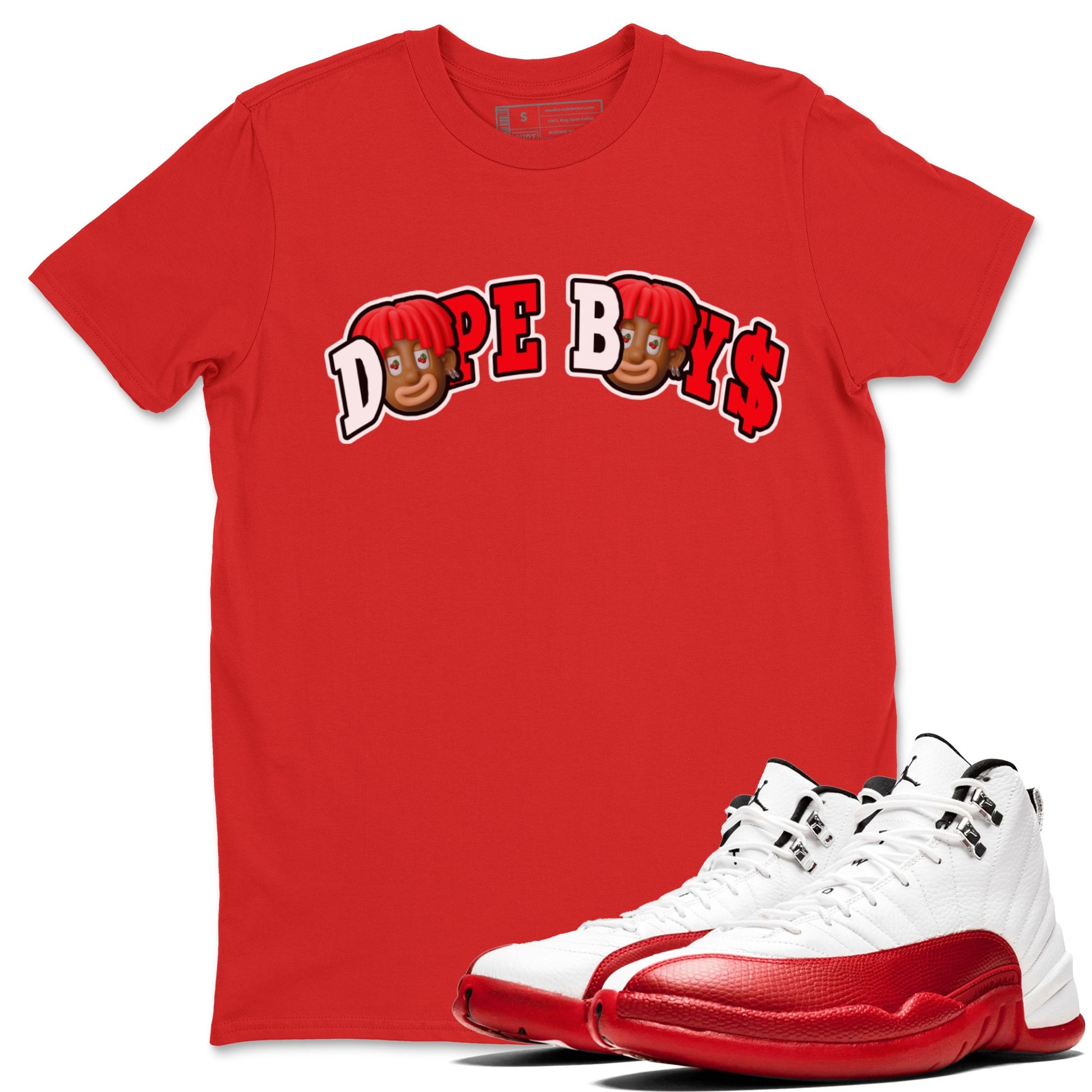 Air Jordan 12 Cherry Sneaker Match Tees Dope Boys Sneaker Tees AJ12 Cherry Sneaker Release Tees Unisex Shirts Red 1