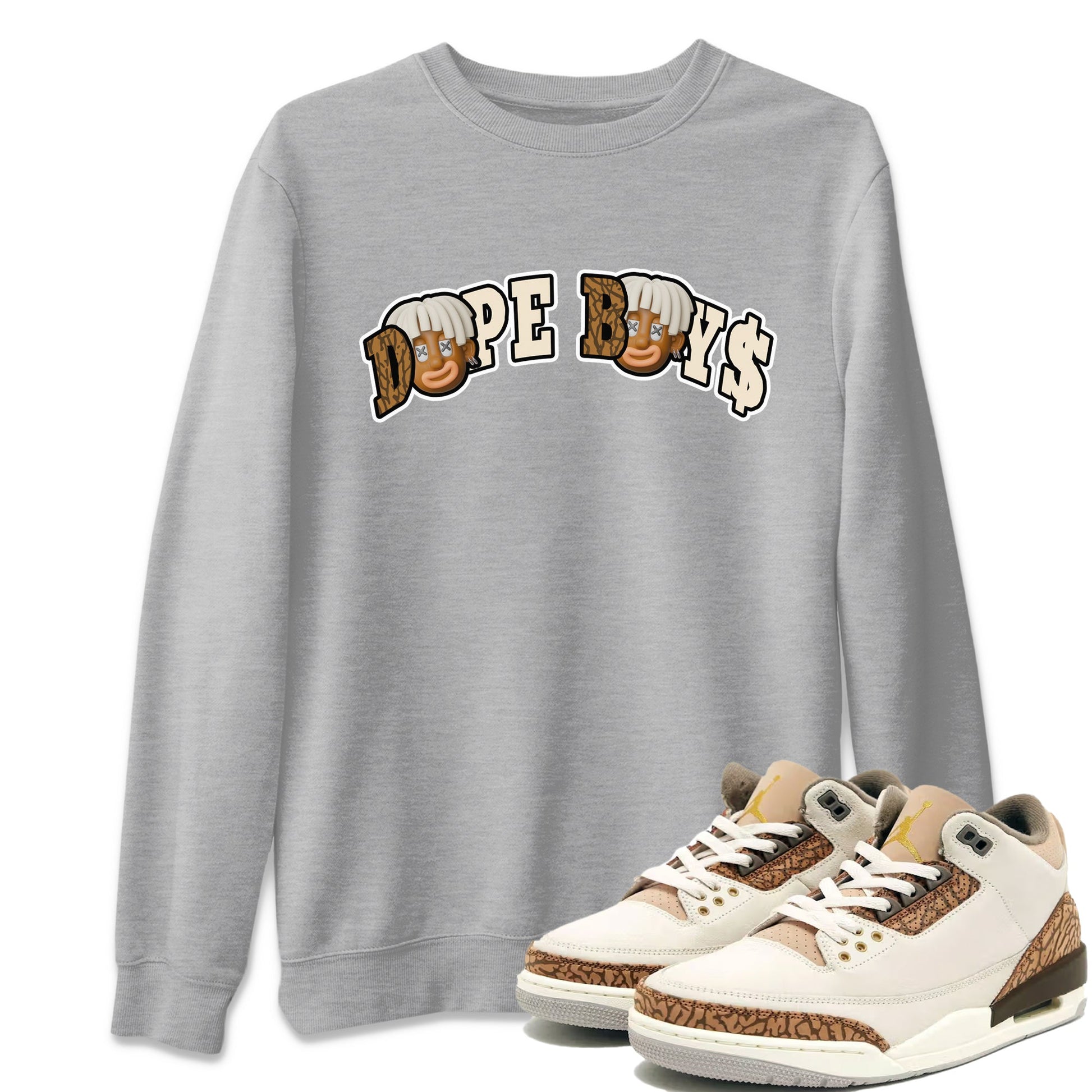 Air Jordan 3 Palomino Sneaker Match Tees Dope Boys Sneaker Tees AJ3 Palomino Sneaker Release Tees Unisex Shirts Heather Grey 1