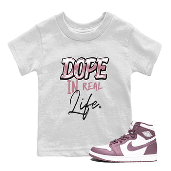 Air Jordan 1 High OG WMNS Mauve shirt to match jordans Dope In Real Life sneaker tees Air Jordan 1 Mauve SNRT Sneaker Release Tees Baby Toddler White 1 T-Shirt