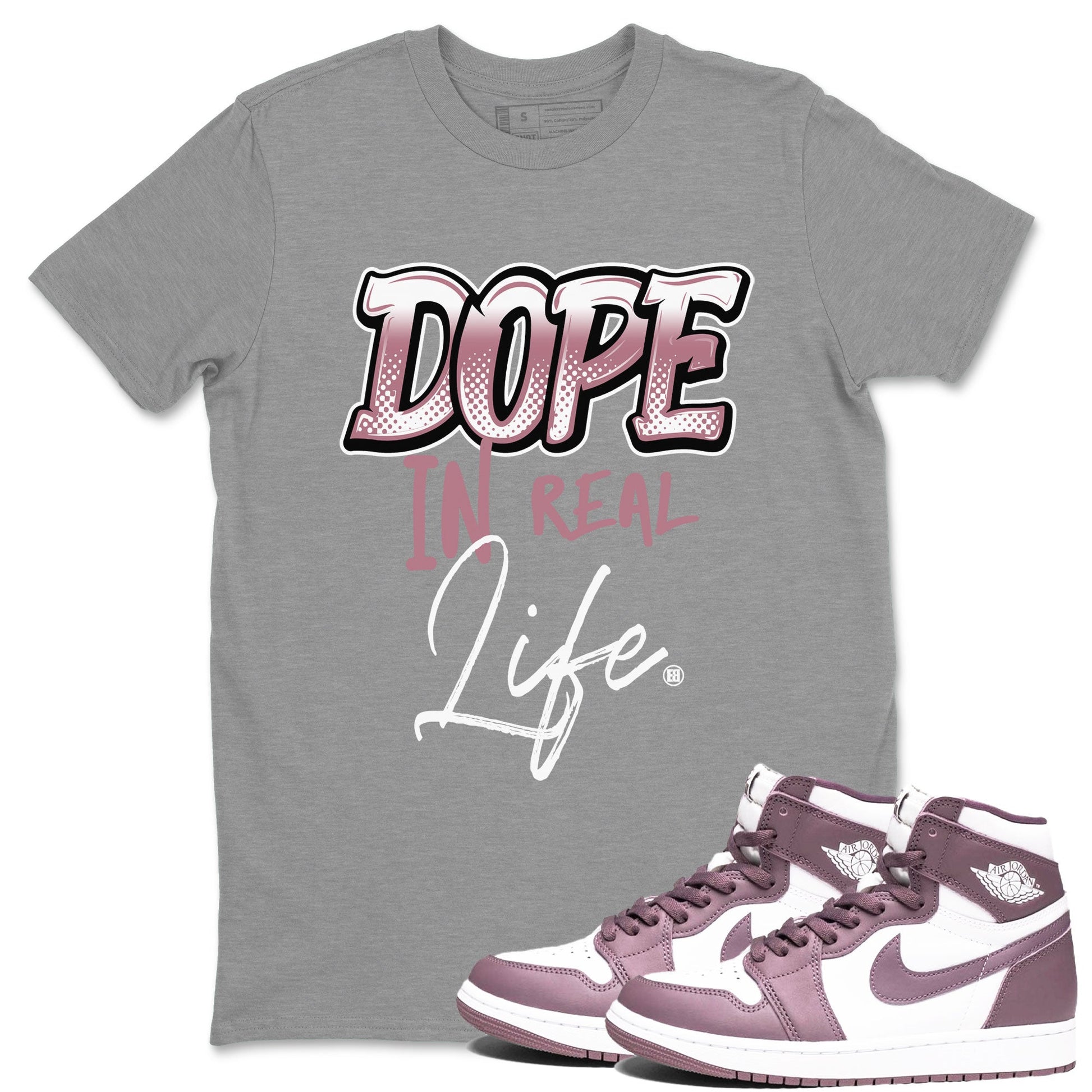 Air Jordan 1 High OG WMNS Mauve shirt to match jordans Dope In Real Life sneaker tees Air Jordan 1 Mauve SNRT Sneaker Release Tees Unisex Heather Grey 1 T-Shirt