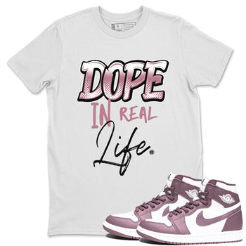 Air Jordan 1 High OG WMNS Mauve shirt to match jordans Dope In Real Life sneaker tees Air Jordan 1 Mauve SNRT Sneaker Release Tees Unisex White 1 T-Shirt