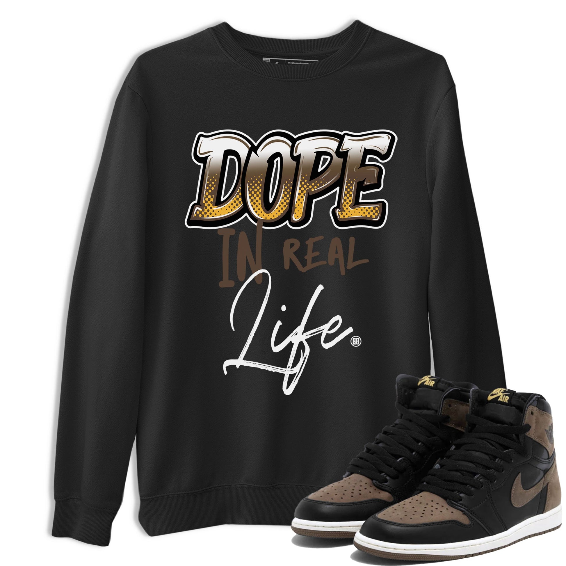 Air Jordan 1 High OG Retro Palomino shirt to match jordans Dope In Real Life sneaker tees 1s Palomino Jordan 1 Mocha SNRT Sneaker Release Tees Unisex Black 1 T-Shirt