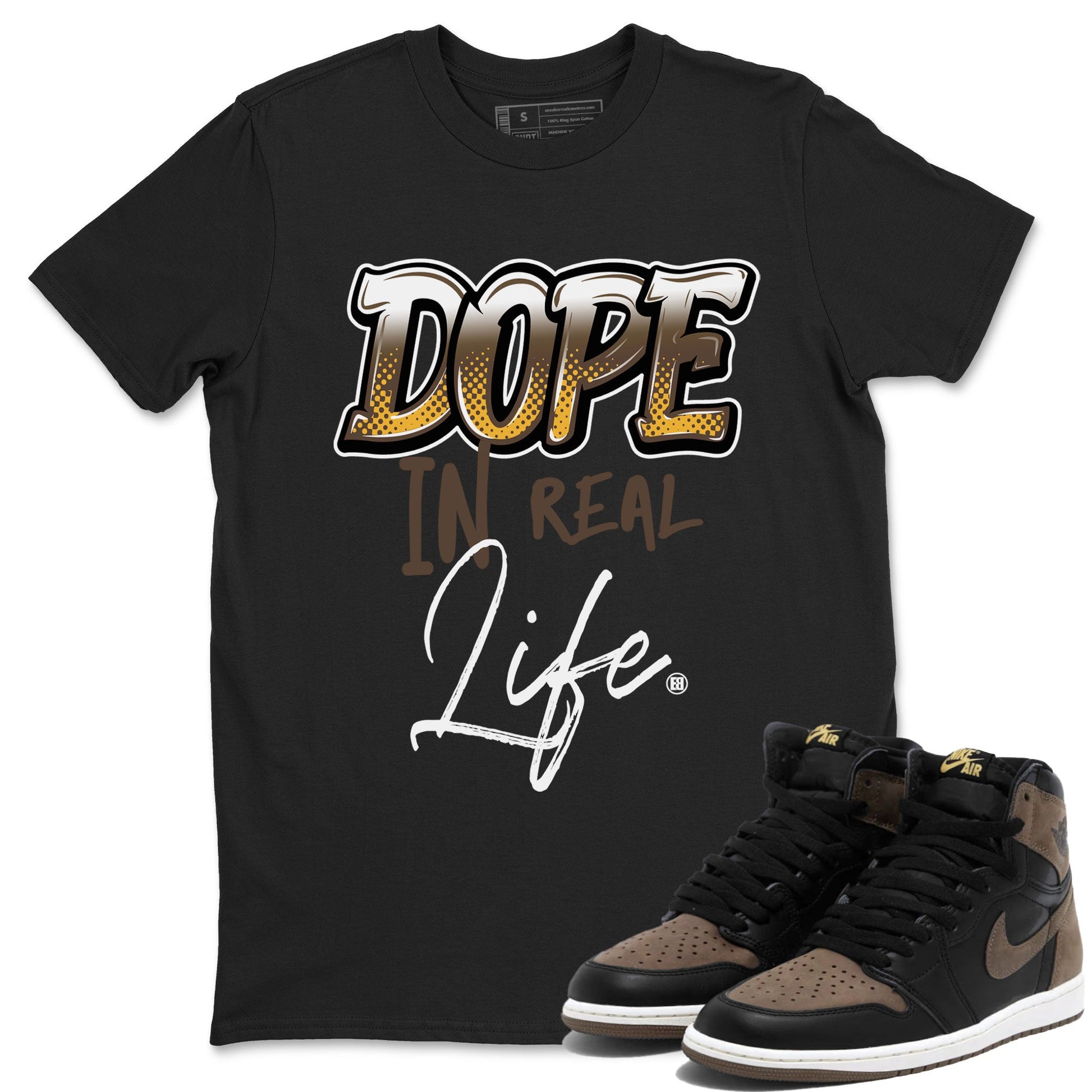 Air Jordan 1 High OG Retro Palomino shirt to match jordans Dope In Real Life sneaker tees 1s Palomino Jordan 1 Mocha SNRT Sneaker Release Tees Unisex Black 1 T-Shirt