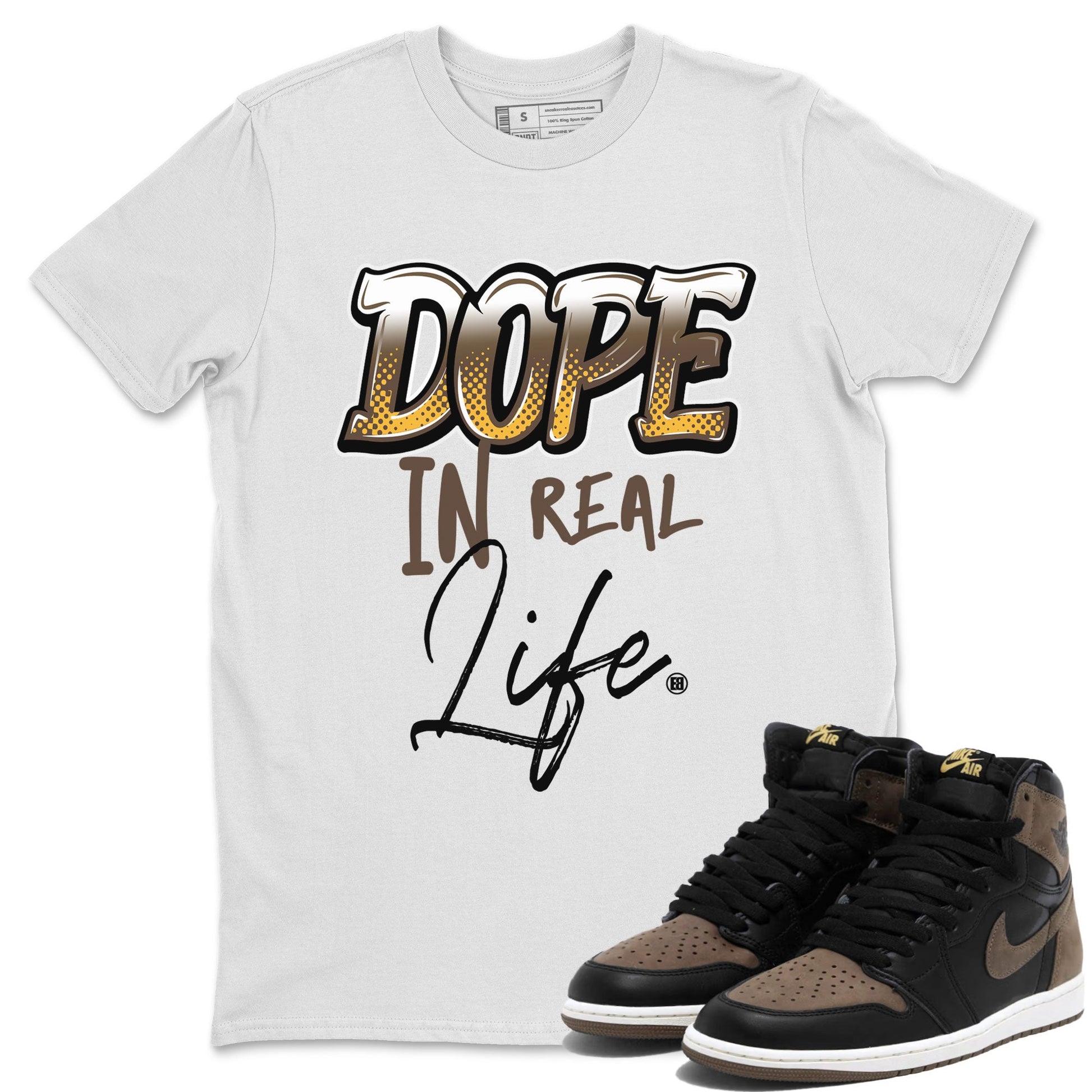 Air Jordan 1 High OG Retro Palomino shirt to match jordans Dope In Real Life sneaker tees 1s Palomino Jordan 1 Mocha SNRT Sneaker Release Tees Unisex White 1 T-Shirt