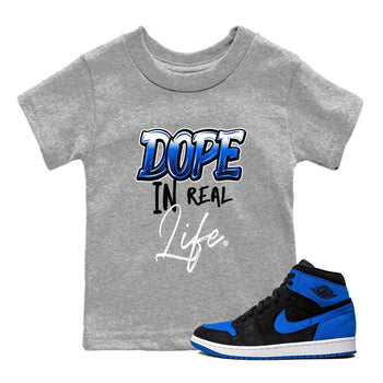 Jordan 1 High OG Royal Reimagined shirt to match jordans Dope In Real Life sneaker tees Air Jordan 1 Royal Reimagined SNRT Sneaker Release Tees Crew Neck T-ShirtBaby Toddler Heather Grey 1 T-Shirt