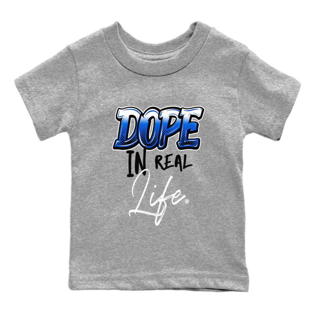 Jordan 1 High OG Royal Reimagined shirt to match jordans Dope In Real Life sneaker tees Air Jordan 1 Royal Reimagined SNRT Sneaker Release Tees Crew Neck T-ShirtBaby Toddler Heather Grey 2 T-Shirt