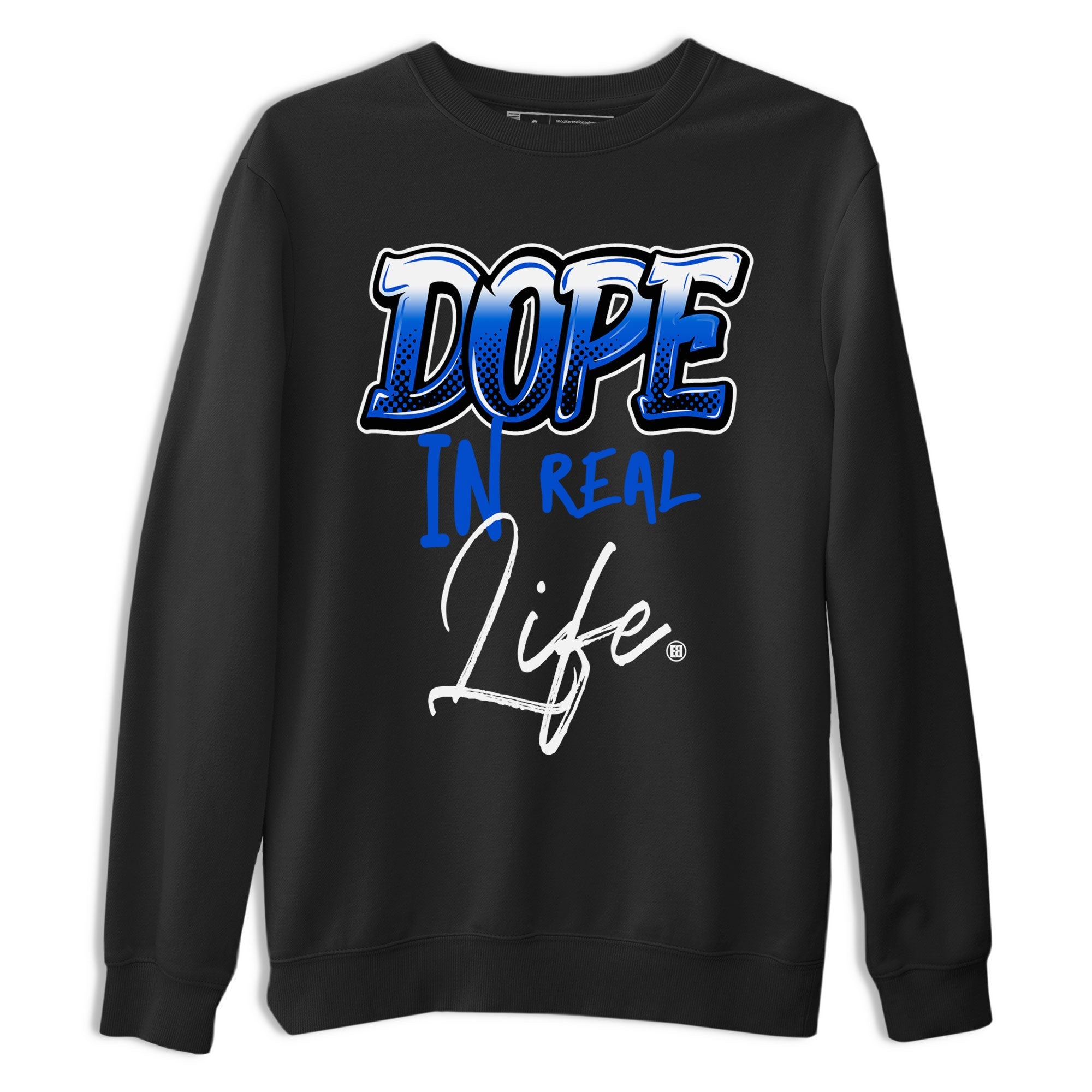 Jordan 1 High OG Royal Reimagined shirt to match jordans Dope In Real Life sneaker tees Air Jordan 1 Royal Reimagined SNRT Sneaker Release Tees Crew Neck T-ShirtUnisex Black 2 T-Shirt