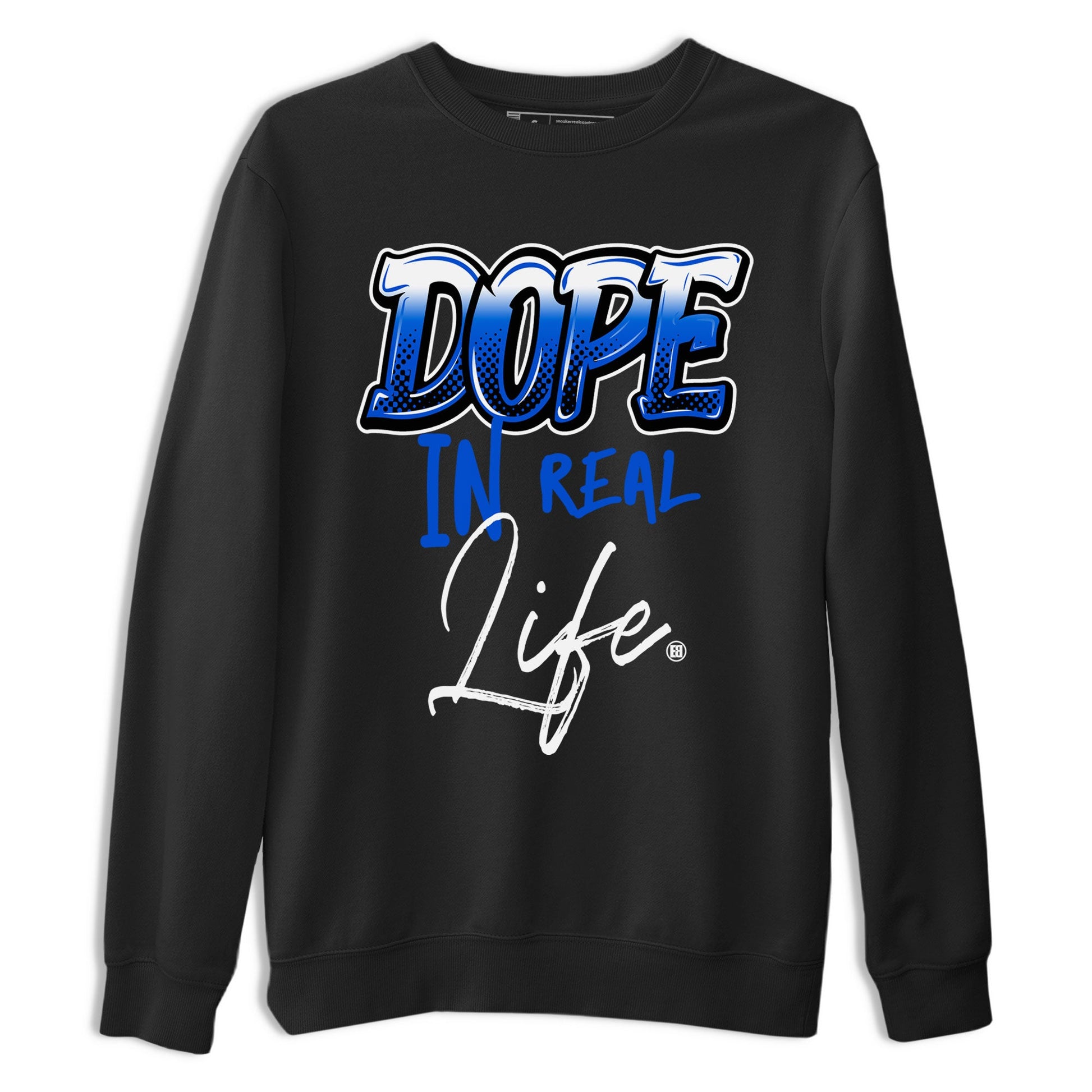 Jordan 1 High OG Royal Reimagined shirt to match jordans Dope In Real Life sneaker tees Air Jordan 1 Royal Reimagined SNRT Sneaker Release Tees Crew Neck T-ShirtUnisex Black 2 T-Shirt