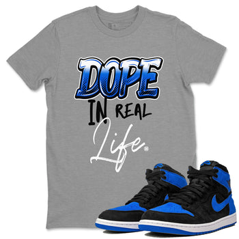 Jordan 1 High OG Royal Reimagined shirt to match jordans Dope In Real Life sneaker tees Air Jordan 1 Royal Reimagined SNRT Sneaker Release Tees Crew Neck T-ShirtUnisex Heather Grey 1 T-Shirt