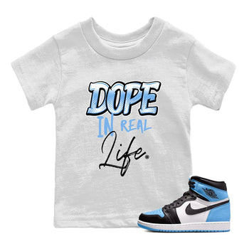 Air Jordan 1 Retro High OG UNC Toe Shirt to match Jordans Dope In Real Life Sneaker Tees Air Jordan 1 High OG UNC Toe SNRT Sneaker Release Tees Kids and Baby Tees White 1
