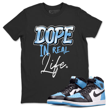 Air Jordan 1 Retro High OG UNC Toe Shirt to match Jordans Dope In Real Life Sneaker Tees Air Jordan 1 High OG UNC Toe SNRT Sneaker Release Tees Crew Neck T-Shirts Black 1