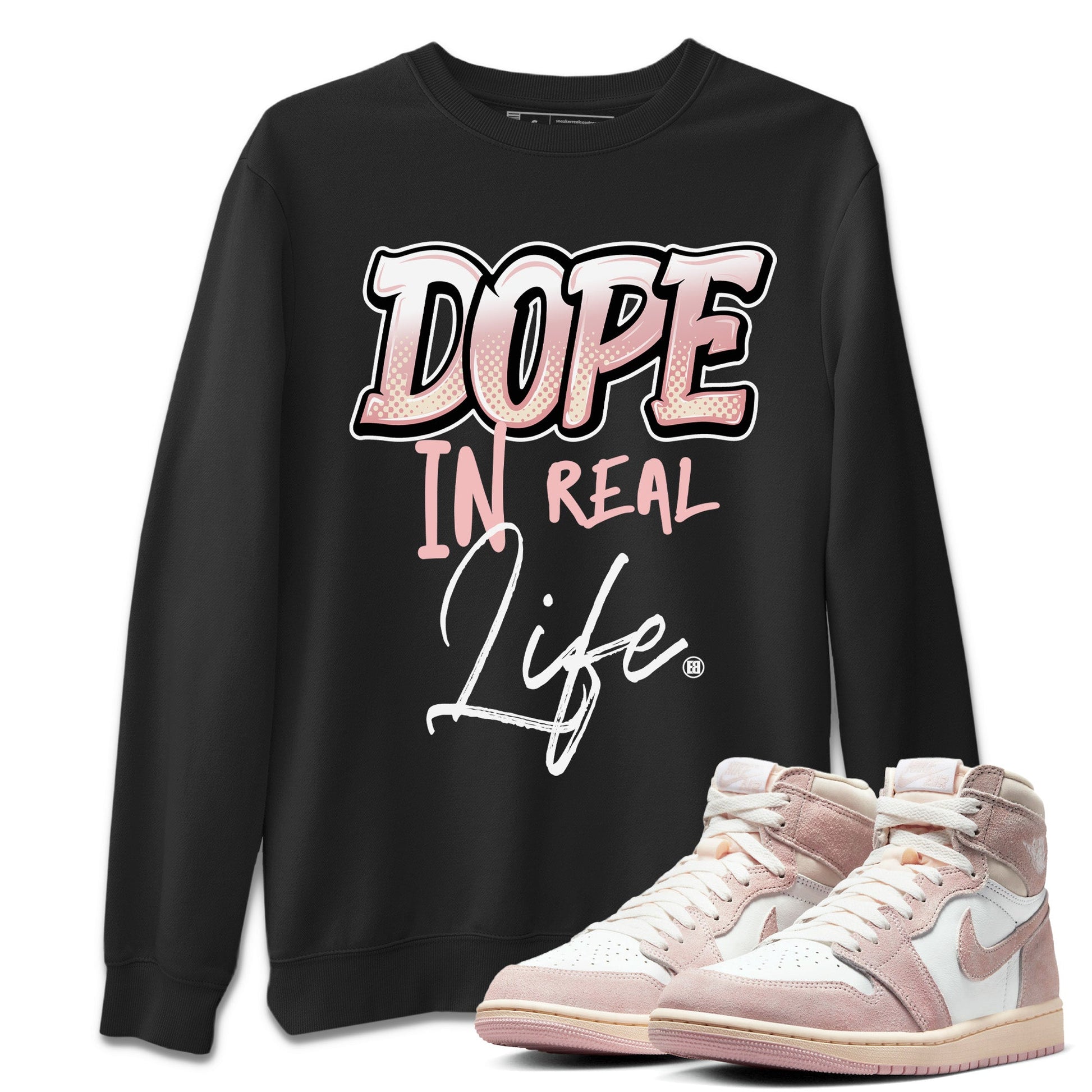 Air Jordan 1 Washed Pink Dope In Real Life Crew Neck Sneaker Tees Air Jordan 1 High OG WMNS Washed Pink Sneaker T-Shirts Washing and Care Tip