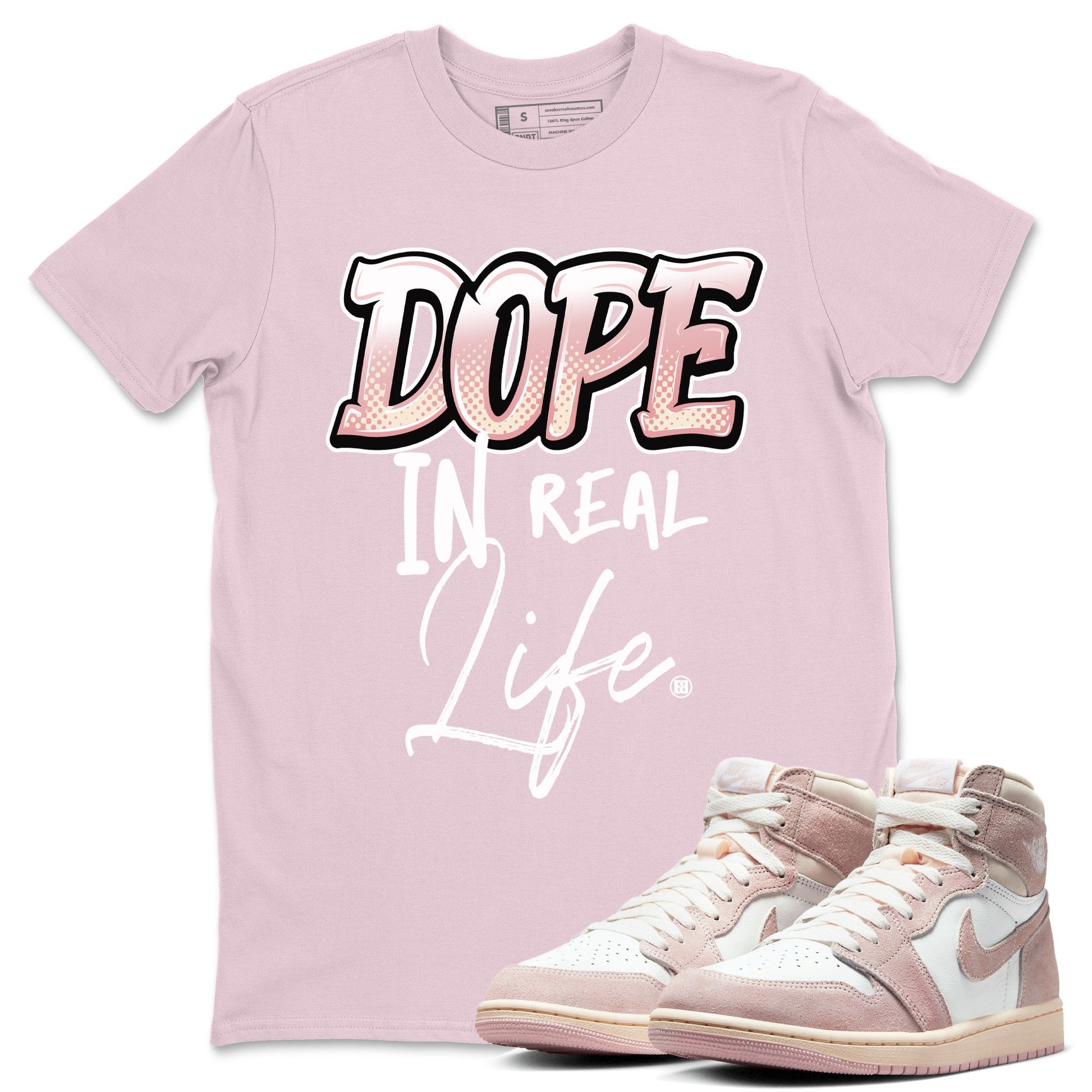 Air Jordan 1 Washed Pink Dope In Real Life Crew Neck Sneaker Tees Air Jordan 1 High OG WMNS Washed Pink Sneaker T-Shirts Size Chart