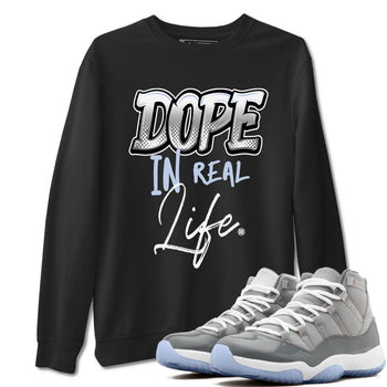 11s Cool Grey shirt to match jordans Dope In Real Life sneaker tees Air Jordan 11 Cool Grey SNRT Sneaker Release Tees unisex cotton Black 1 crew neck shirt
