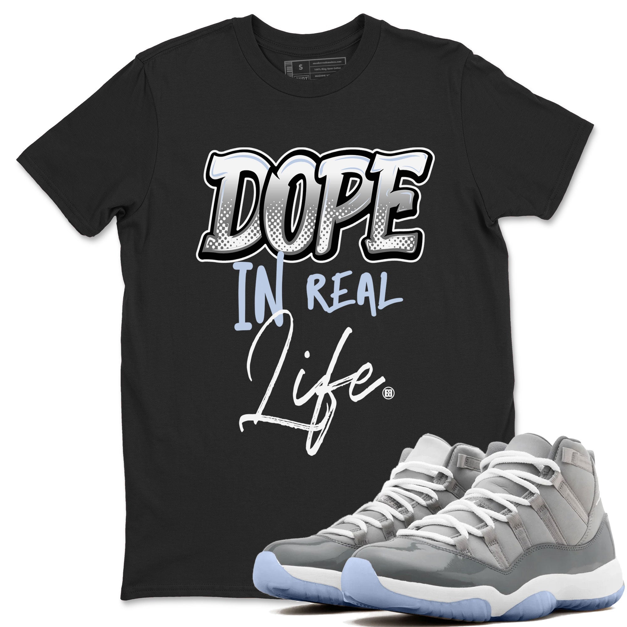 11s Cool Grey shirt to match jordans Dope In Real Life sneaker tees Air Jordan 11 Cool Grey SNRT Sneaker Release Tees unisex cotton Black 1 crew neck shirt