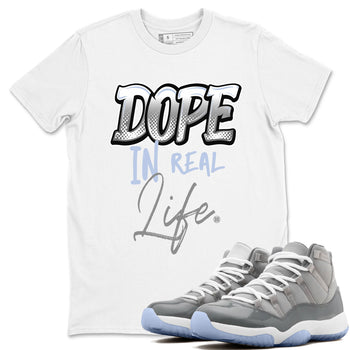 11s Cool Grey shirt to match jordans Dope In Real Life sneaker tees Air Jordan 11 Cool Grey SNRT Sneaker Release Tees unisex cotton White 1 crew neck shirt