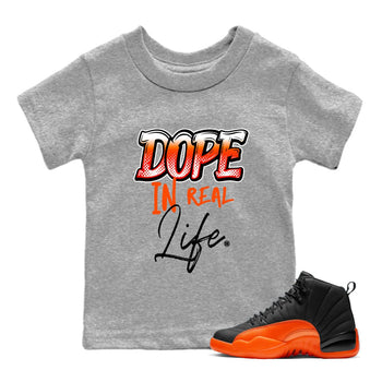 Air Jordan 12 Brilliant Orange Sneaker Match Tees Dope In Real Life Sneaker Tees 12s Brilliant Orange Tee Kids Shirts Heather Grey 1