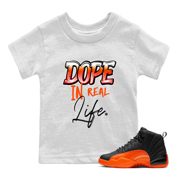 Air Jordan 12 Brilliant Orange Sneaker Match Tees Dope In Real Life Sneaker Tees 12s Brilliant Orange Tee Kids Shirts White 1