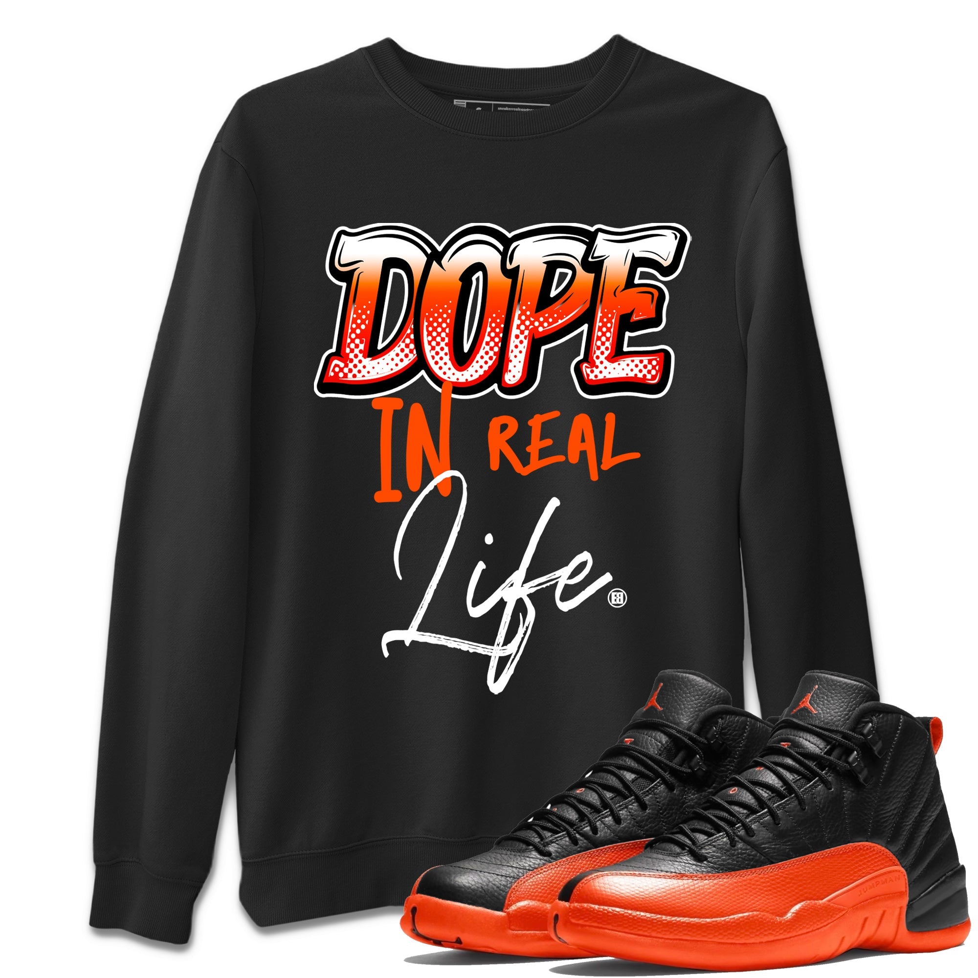 Air Jordan 12 Brilliant Orange Sneaker Match Tees Dope In Real Life Sneaker Tees 12s Brilliant Orange Tee Unisex Shirts Black 1