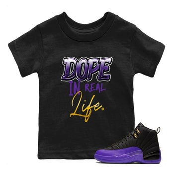 Air Jordan 12 Field Purple Sneaker Match Tees Dope In Real Life Sneaker Tees AJ12 Field Purple SNRT Sneaker Release Tees Kids Shirts Black 1
