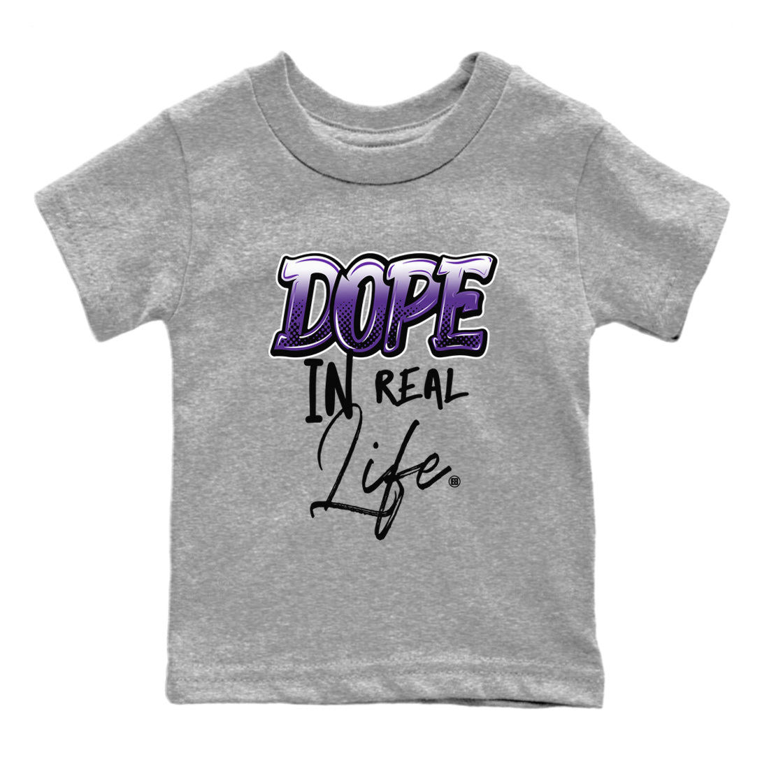 Air Jordan 12 Field Purple Sneaker Match Tees Dope In Real Life Sneaker Tees AJ12 Field Purple SNRT Sneaker Release Tees Kids Shirts Heather Grey 2